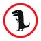 Vector funny road sign for bar or night club. Drunken dinosaur with bottle. Red attention signs. Flat design.