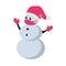 Vector funny snowman in a medical mask on a white background, multicolored. For printing, booklets, leaflets, newspapers