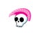 Vector funny symbol white skull with punk mohawk