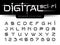 Vector of Futuristic Alphabet Letters and numbers, One linear stylized rounded fonts, Digital Techno