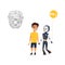 Vector futuristic robots, people interaction icons