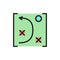 Vector game tactics scheme flat color icon.