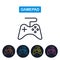 Vector gamepad icon. Joystick imaige. Simple thin line design.