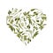 Vector garden heart shape background with olive tree for st valentines day with love symbol