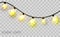 Vector garlang of gold lamps on transparent background. Holiday string of lights vector illustration