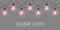 Vector garlang of pink lamps on transparent background. Holiday string of lights  illustration