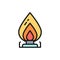 Vector gas stove, oil burner flat color line icon.