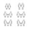 Vector gay family thin line icons white