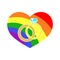 Vector gay LGBT wedding rings rainbow heart