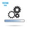 Vector gear, flat icon, on isolated white background. Loading process. Application update. Work of mechanical parts. Eps.