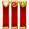 Vector Gem Hearts and Red Ribbons vertical Banners set