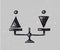 Vector gender equality illustration. Man and woman on scales