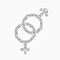 Vector gender symbol of Venus and Mars from decorative ornate or