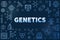 Vector Genetics blue outline horizontal frame or illustration