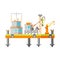 Vector geological prospecting & mining offshore oil platform in flat style