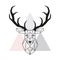 Vector geometric deer head. Stag head and antlers.