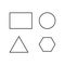 Vector geometric figures. Outline style Rectangle circular equilateral triangle and Regular Hexagon figures set. Geometric figures