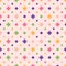 Vector geometric seamless pattern with colorful stars, small flowers, diamonds