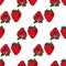 Vector geometric strawberry seamless pattern in white and red