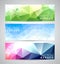 Vector geometric triangles banner background set.