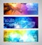 Vector geometric triangles banner background set.