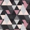 Vector geometrical mosaic pattern. Grey pink and beige futuristic triangle elements. Striped retro decoration print