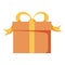 Vector gift box or holiday present package celebration illustration, giftbox icon. Fun party with gifts or shop bonus.