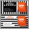 Vector gift voucher with striped pattern and orange cube.