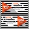 Vector gift voucher with striped pattern and orange pyramid.