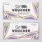 Vector gift voucher template. Universal flyer for business. beige violet vector design for department stores, business