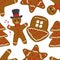 Vector gingerbread seamless pattern - brown cookies