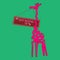 Vector giraffe pink.Valentine`s Day.