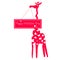 Vector giraffe pink. Valentine`s Day.