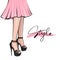 Vector girl in high heels. Fashion illustration. Female legs in shoes.