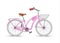 Vector girl pink bicycle realistic 3d isolated