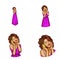 Vector girl in purple dress, headphones avatar