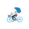 Vector girl riding bicycle, summer spring outdoor activities.