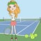 Vector girl Tennis player on the Tennis court with