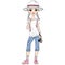 Vector girl traveler with photo camera