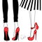 Vector girls in high heels. Fashion illustration. Female legs in shoes. Cute design. Trendy picture in vogue style.