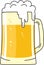 Vector glass of beer on a white background. Cheers mate. Drink beer with your friends. Good for pub menu illustration. Cold bevera