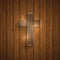 Vector glass cross on wooden background