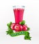 Vector glass cup with juice of cranberries isolated