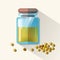 Vector glass jar with mustard