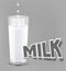 Vector glass of milk on a gray background