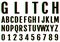 Vector glitch fonts pack. Letters and numbers vector illustrati