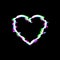 Vector Glitch Heart Icon, Technology Illustration Background, White Love Symbol.