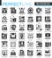 Vector global business classic black mini concept icons and infographic symbols set