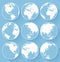 Vector globe earth icons on blue background