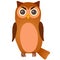 Vector gloomy brown owl on white background